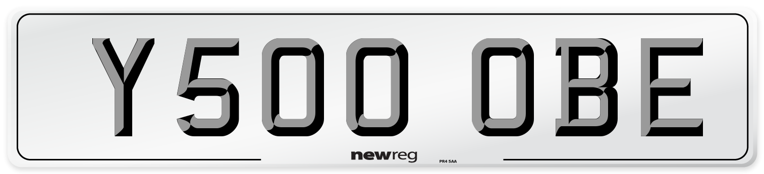 Y500 OBE Number Plate from New Reg